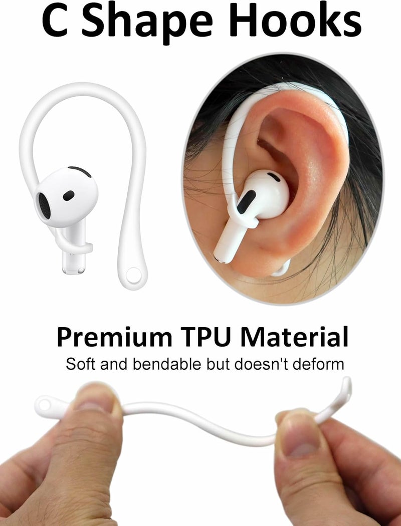 A-Focus Anti-Slip Set for AirPods 4 Silicone Adjustable Ear Hook Ergonomic Design Wings Wingtip Ear Hooks Tips Strap Sport Earbuds Accessories Eartip Compatible with AirPods 4th White - Image 5